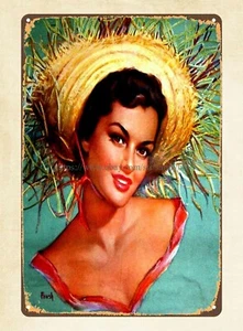 Mexican classical painting sexy women metal tin sign pop shop wall decor - Picture 1 of 4