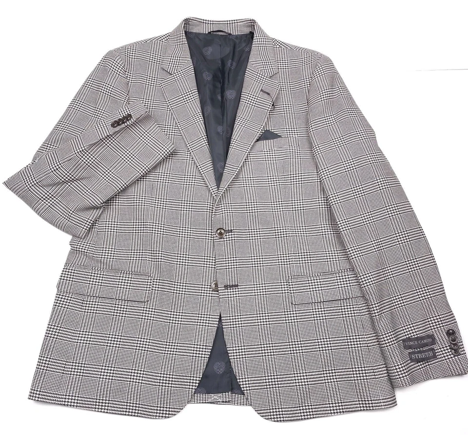 $295 Vince Camuto Dacre Abrigo Deportivo a Cuadros Blanco y Negro Chaqueta Blazer Para Hombres 44R Foto 1 de 4