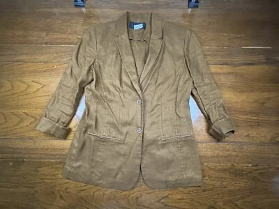 Chaqueta Blazer Vintage Finity Marrón Cacao 100% Lino Doble Pecho, Años 90, Talla 8 Foto 1 de 4