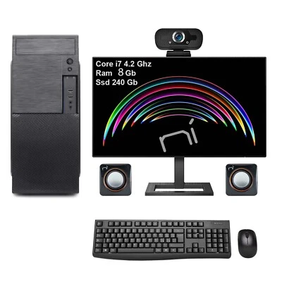 PC COMPLETO 8GB RAM SSD 240 GB MONITOR MOUSE TASTIERA ALTOPARLANTI WEBCAM - Imagen 1 de 4