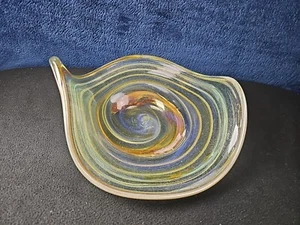 Peter Bramhall hand blown art glass Bowl Signed Dated 1971 Vintage Unique - Picture 1 of 19