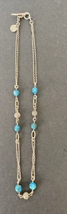 Lois Hill Turquoise Ball and Sterling Silver 925 Linked Necklace 20" - Picture 1 of 11