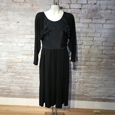 Vintage 80's Dress Avant Garde Gil Aimbez Bon Menage Bib Front Long Sleeve 10 - Image 1 of 4