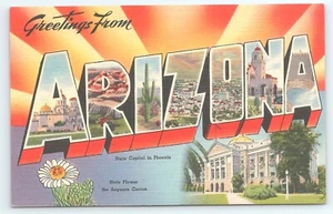 Postcard Greetings From Arizona Big Letter Sunset State - Picture 1 of 3
