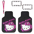 New 5pc Pink Hello Kitty Car Rubber Floor Mats License Plate Frames Lanyard