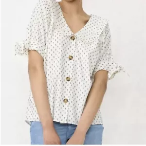 NWT $48 Lauren Conrad Peter Pan Collar Peasant Top Blouse Schoolgirl Sz S NEW!! - Picture 1 of 15