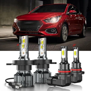 For Hyundai Accent 2018 2019 2020 Combo LED Headlight Hi/Lo Beam Fog Light Bulbs - Picture 1 of 16