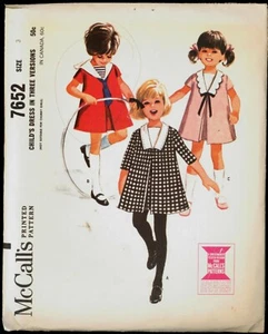 Part Cut 60s Size 3 Breast 22 Girls Dress 3 Versions McCalls 7652 Pattern Vtg - Bild 1 von 2