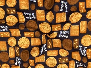 NUEVO Galletas y Dulces Tela de Algodón Azul Oscuro 2m Oficial Japón - Imagen 1 de 4