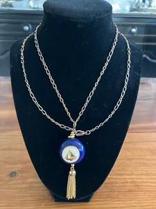 Charter Club Nautical 32 Inch Necklace With Gold-Tone Blue Enamel Charm - Picture 1 of 2