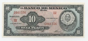 Mexico 10 Pesos 24-4-1963 Pick 58.j UNC Uncirculated Banknote Serie AIK - Picture 1 of 2