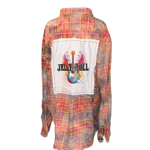 Reworked Upcycled Flannel Shirt Size XX Large Tall 100% Cotton Bleached Read - Picture 1 of 7