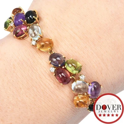Italian 34.00ct Diamond Assorted Gemstone 18K Gold Cluster Bracelet 29.2 Gr NR - Image 1 of 4