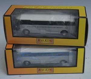 MTH Rail King 30-50009 Greyhound + 30-50065 Sheriffs Department Bus NIB - Picture 1 of 2