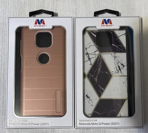 2-Pack MYBAT Phone Cases For Motorola Moto G Power 2021, Coral / B&W Marble - Picture 1 of 1