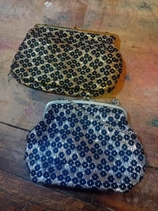 2 x vintage embroided ,silk and satin small purses - Picture 1 of 4