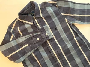 Polo Ralph Lauren Boys Long Sleeve Button-Up Shirt Size 5 Blue Plaid 100% Cotton - Picture 1 of 7