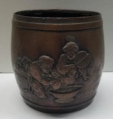 Quemador de incienso o jardinero de bronce antiguo chino japonés Foto 1 de 4