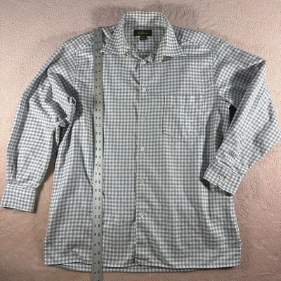 Ermenegildo Zegna Mens Dress Shirt Medium Black Blue White Check Grid Read - Image 1 of 4