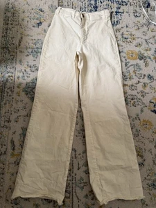 Pantaloni Marine Layer Tg 4 Bridget Vita Alta Gamba Larga Orlo Grezzo Crema Denim Minimal - Foto 1 di 10