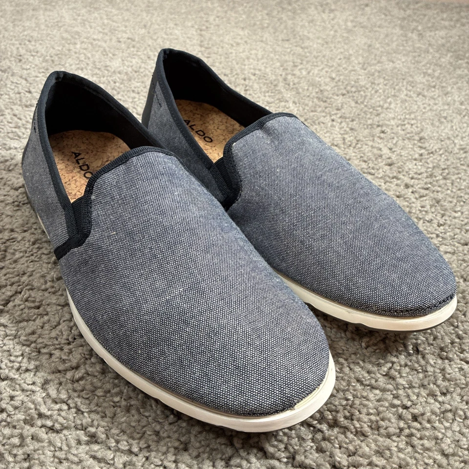 Mocasines sin cordones de lona azul Aldo plantilla de corcho para hombre 8 Foto 1 de 4