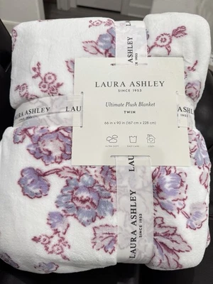 Manta de felpa LAURA ASHLEY Shabby Chic Welford Bloom Lila Twin Ultimate 66x90" Foto 1 de 3