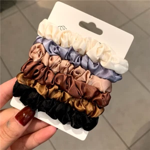 6Pcs Elegant Hair Scrunchies Women Minimalist Simulation Silk Hair Ties Solid Co - Picture 1 of 13