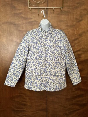 Chaqueta acolchada manga larga BAGATELLE para mujer M marfil y azul floral forrada en algodón Foto 1 de 4