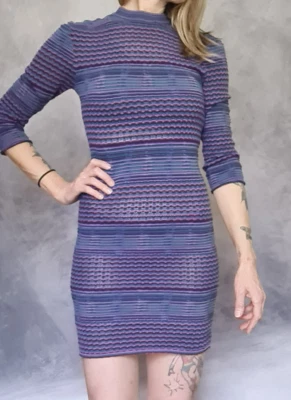 Vestido corto Free People ceñido al cuerpo de ganchillo para mujer S/M púrpura tejido abierto elástico Foto 1 de 4