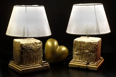 Coppia di abat-jour "Colonne d'Ercole" in legno da deriva - Realizzate a mano - Immagine 1 di 2