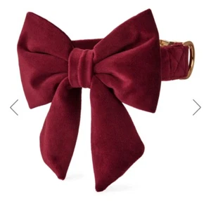 Burgundy Plush Velvet Lady Bow Collar ~ The FOGGY DOG - Canine Couture XS - Picture 1 of 11
