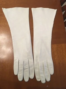 Vintage Fine Leather/ Suede Gloves Ivory Color Size 550 - Picture 1 of 9