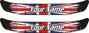 PAIR WORN UNION JACK HELMET VISOR STRIPS DECALS - YOUR CHOICE OF NAME - Picture 1 of 1