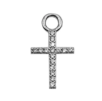 Ciondolo pendente Croce Crocifisso Grande zirconi argento 925 - Collezione Hoops - Immagine 1 di 4