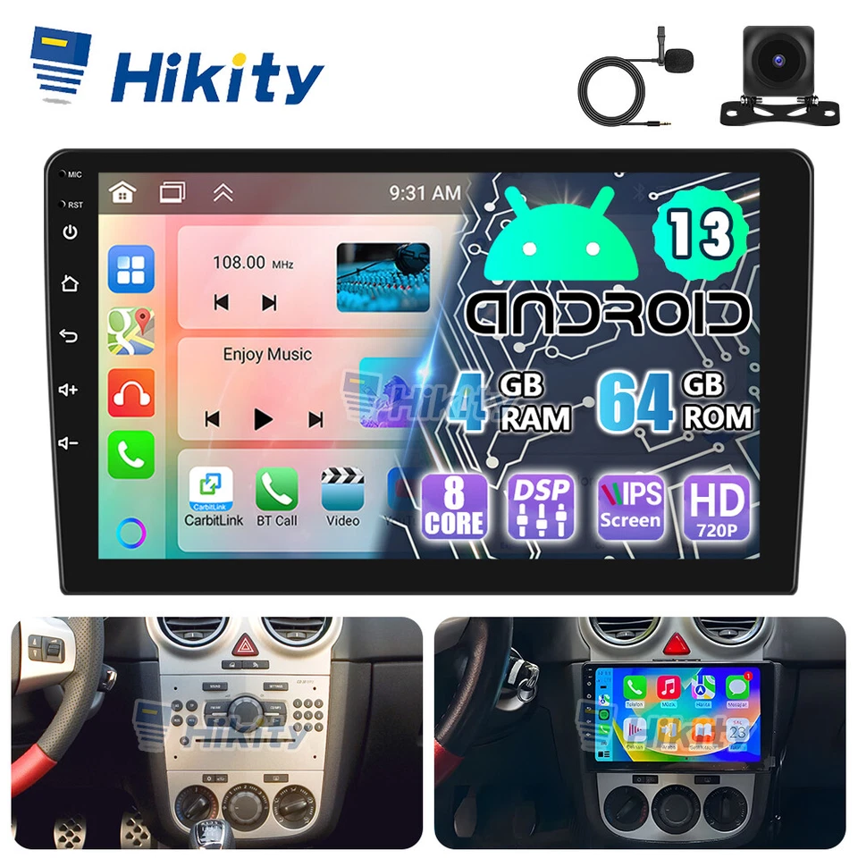 9" 8Core 4+64GB Android 13 Autoradio CarPlay GPS Navi WIFI Für Opel Astra Corsa - Bild 1 von 4