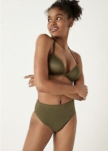 Victoria Secret PINK Swim High Waist Bikini Bottom Medium Vintage Green Olive 