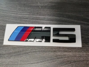 BMW M5 BLACK BADGE IN GLOSS BLACK, ADHESIVE, OEM+ ,For Rear boot - Picture 1 of 3