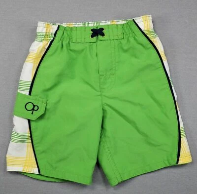 Baby Boy Op 12 Month Green & Yellow Elastic Waist Swim Trunks - Image 1 of 2
