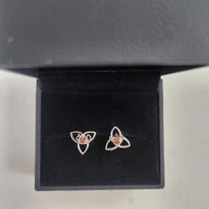 Trinity knot Earrings & Pendant set -14K White Gold / 0.24cts Lab Grown Diamonds - Picture 1 of 11