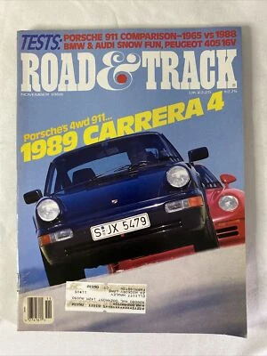 1988 November Road & Track Magazine Porsche 4wd 911 1989 Carrera 4 (CP179) - Image 1 of 3