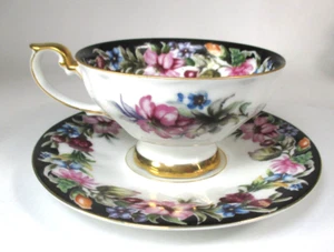 Norcrest Vintage Tea Cup & Saucer NW-4/821 Bouquet d' Amour Pink Floral w Gold - Picture 1 of 10