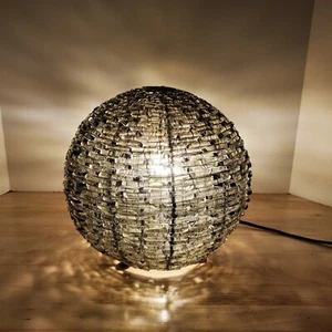 Beautiful Hand Made Sculpture Glass Table Lamp Vintage Globe Spherical Dome - Picture 1 of 8
