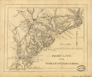 A4 Reprint of Shipping Coast & Seas Map Charleston To Savannah Coastline - Picture 1 of 1