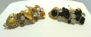 Vintage Hair Barrettes Faux Rhinestones Large  - Picture 1 of 6