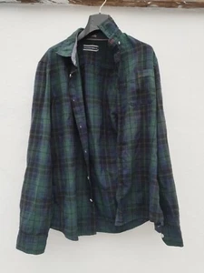Spitalfields Denim Co Navy Green Long Sleeve Check Collared Button Up Shirt M - Picture 1 of 3