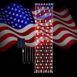 160 LED Solar American Flag Lights Outdoor, 6.6Ft X 1.5Ft Fourth of July Decorat - Picture 1 of 7
