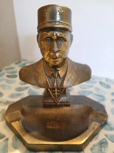 Vintage GENERAL CHARLES DE GAUL METAL BUST ASHTRAY Political French Figure - Picture 1 of 7