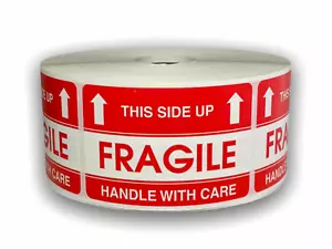 2x3-inch Fragile / This Side Up Arrows Shipping Pallet Stickers 1 RL of 500 EA - Picture 1 of 3