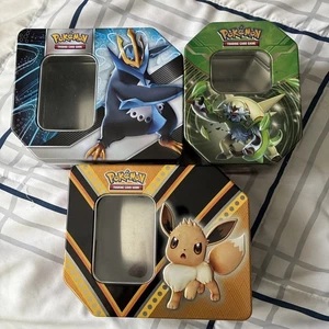 Lot Of 3 Pokemon Tins Empty Card Storage - Picture 1 of 7