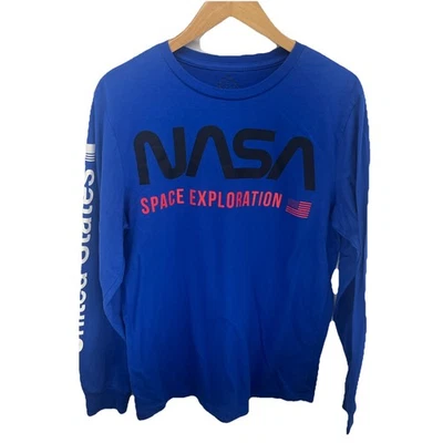 Camiseta de manga larga NASA Space Exploration de Well Worn, adulto grande azul  Foto 1 de 4